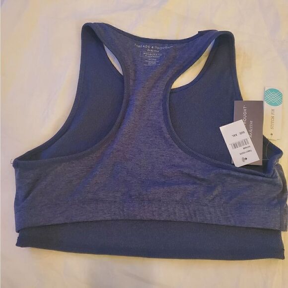 NWT Threads 4 thought blue ribbed bra crop XXL - Picture 3 of 11